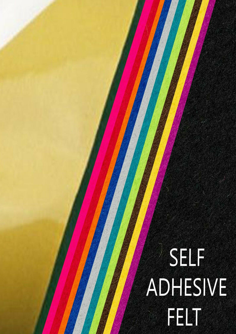 Adhesive Felt Fabric 100% Acrylic UK Made EN71 Certified Sticky Back Material for Arts & Crafts 1mm Thickness | 100cm x 45cm Wide | Sold by The Metre & Roll