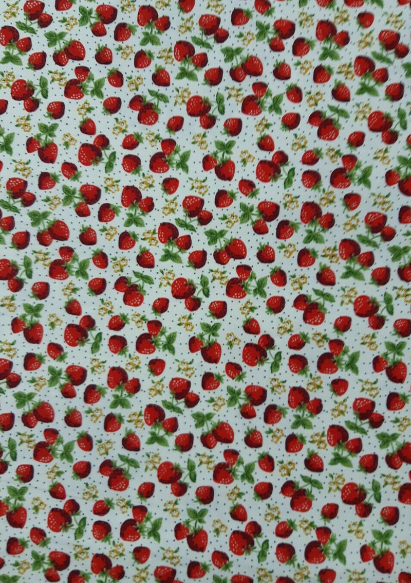 Strawberries + Dots 100% 45"Craft Cotton Poplin Print D