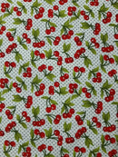 CHERRIES + DOTS 100% 45"CRAFT COTTON POPLIN PRINT D