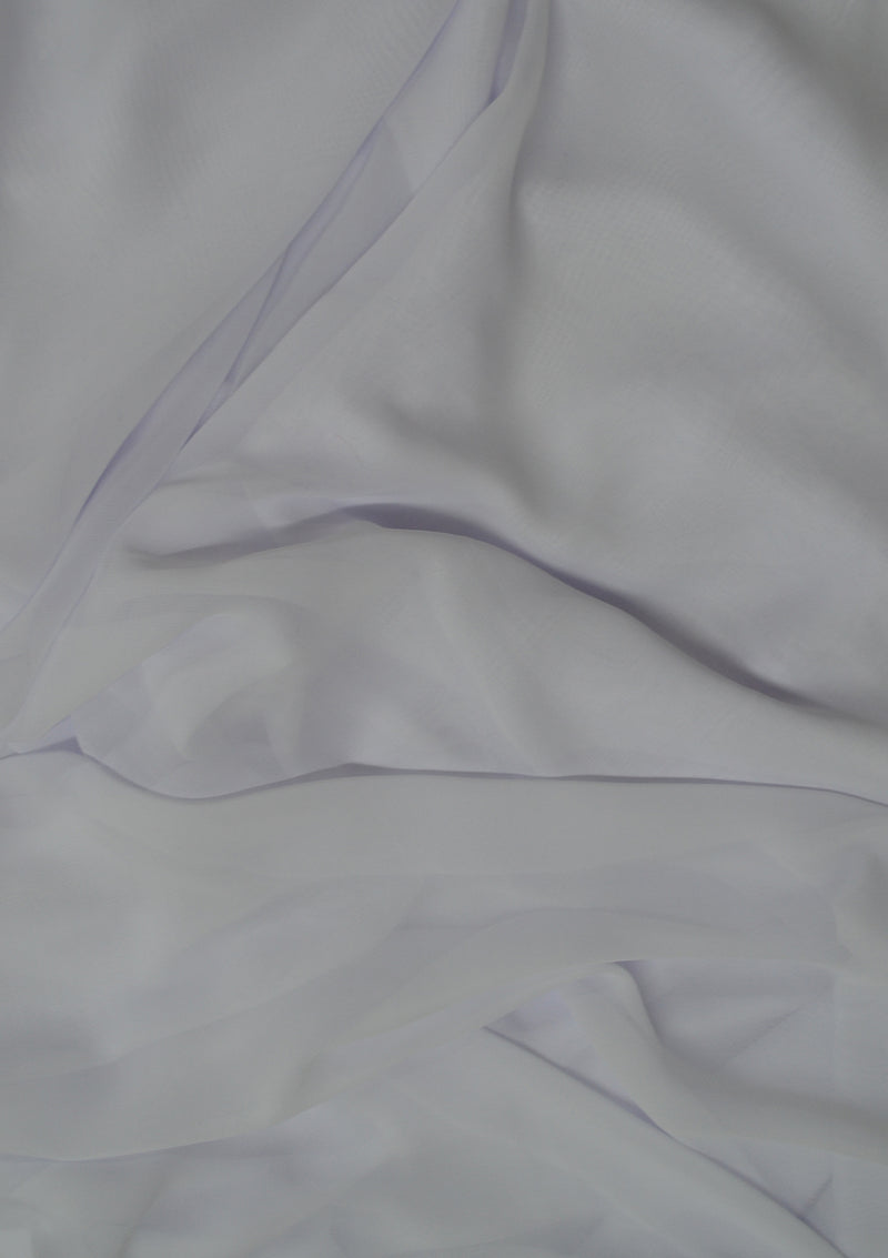 White Georgette Chiffon Plain Crepe Dyed Fashion Fabric 60" Decoration, Craft & Dress