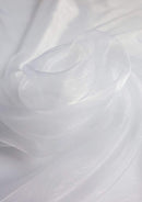 White Organza Fabric Voile Curtain 60" Width Plain Dyed 100% Nylon Decoration - Metre