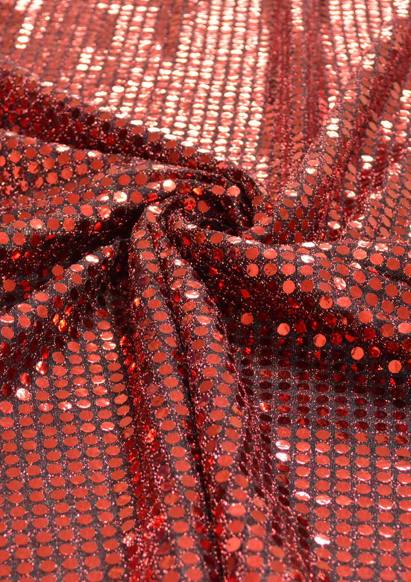 Wine 6mm American Knit Nylon Blend Colour Sequins Fabric 45" Wide Dress Decor & Craft