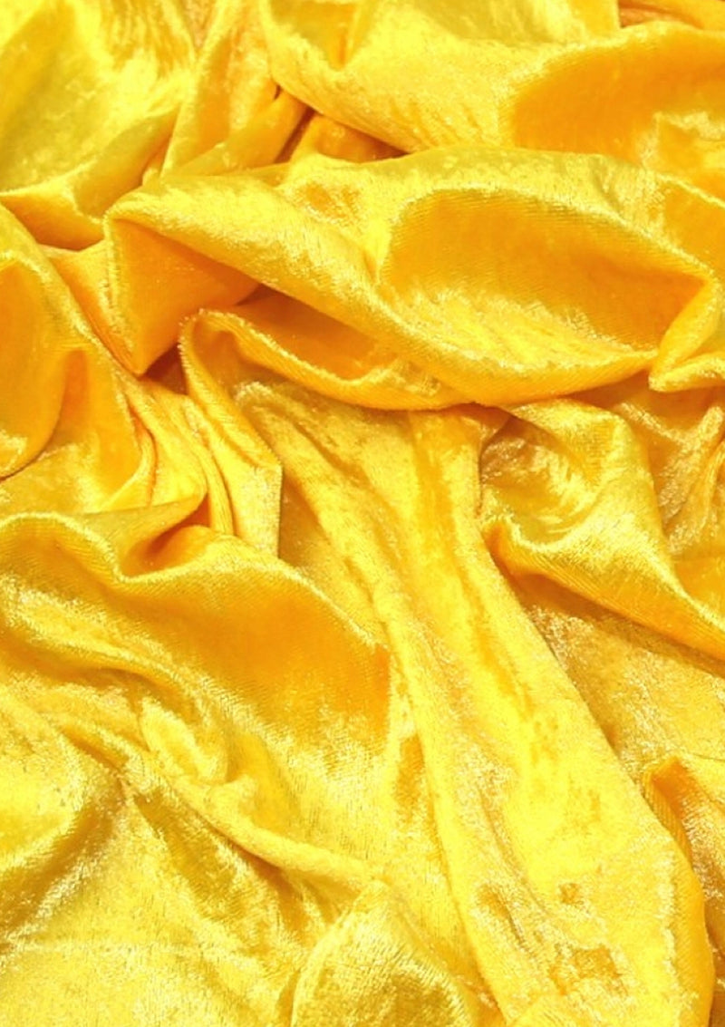 Yellow Premium Crushed Velvet 1 Way Stretch Fabric Dress Craft Wedding Cushion 60" - 150cm Wide Per Metre