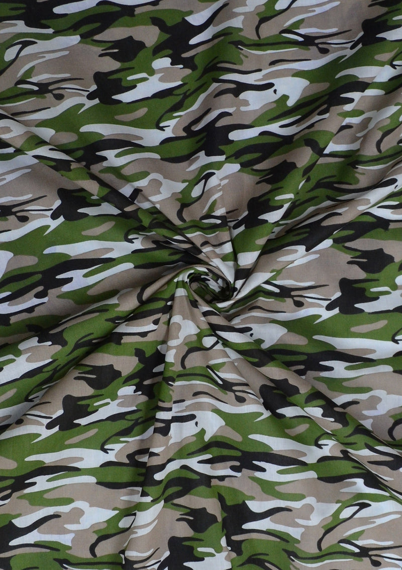 100% 45" Printed Polycotton Camouflage Print Fabric Craft/dress/facemask Use D