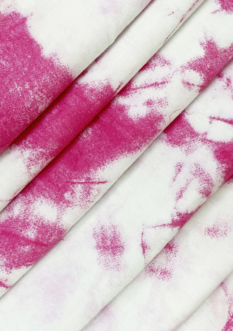 Tie Dye Print Jersey Fabric Viscose Elastane 2-Way Stretch 63" Wide Fashion Dressing - Pink