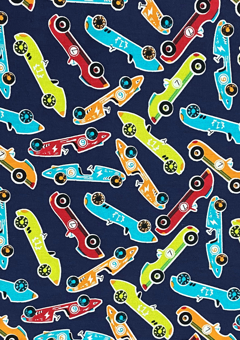 Cars Cotton Printed Fabric 45" Wide Sports Racing Cars 100% Craft Poplin Dressing Material D