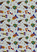 Rockets Spaceships Cotton Print Fabric Space Theme 45" Wide 100% Craft Poplin Dress Material D