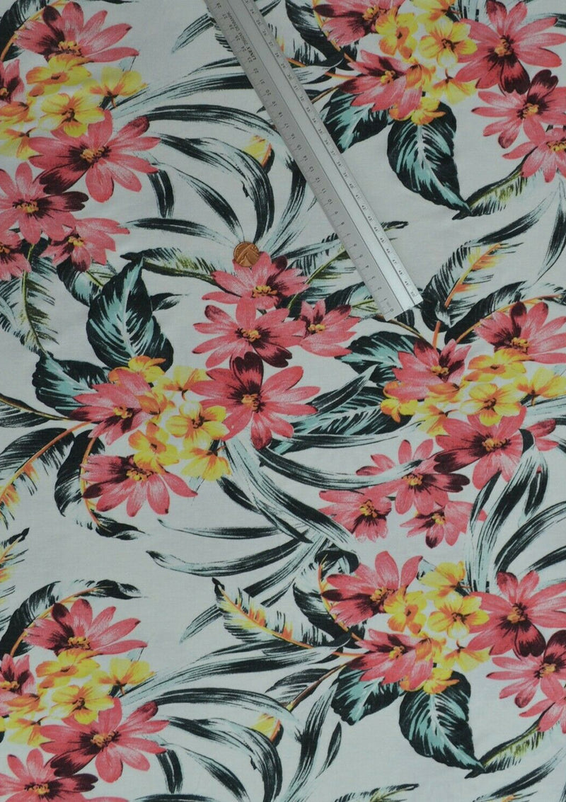 Viscose Jersey Flowers/leaves lightweight Stretch Fabric 60’’ Width Dressmaking D