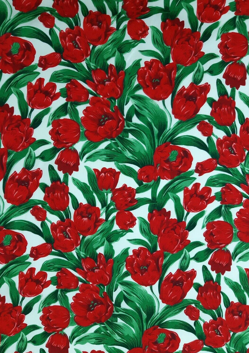 100% 45" Craft Cotton Poplin Watercolour Effect Red Poppy Style D