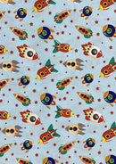 Rockets Spaceships Cotton Print Fabric Space Theme 45" Wide 100% Craft Poplin Dress Material D