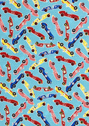 Cars Cotton Printed Fabric 45" Wide Sports Racing Cars 100% Craft Poplin Dressing Material D