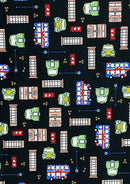London Theme Cotton Printed Fabric 45" Wide Craft Poplin Quilting Dressing D