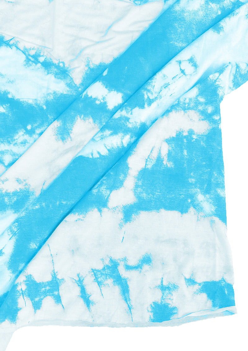 Tie Dye Print Jersey Fabric Viscose Elastane 2-Way Stretch 63" Wide Fashion Dressing - Blue