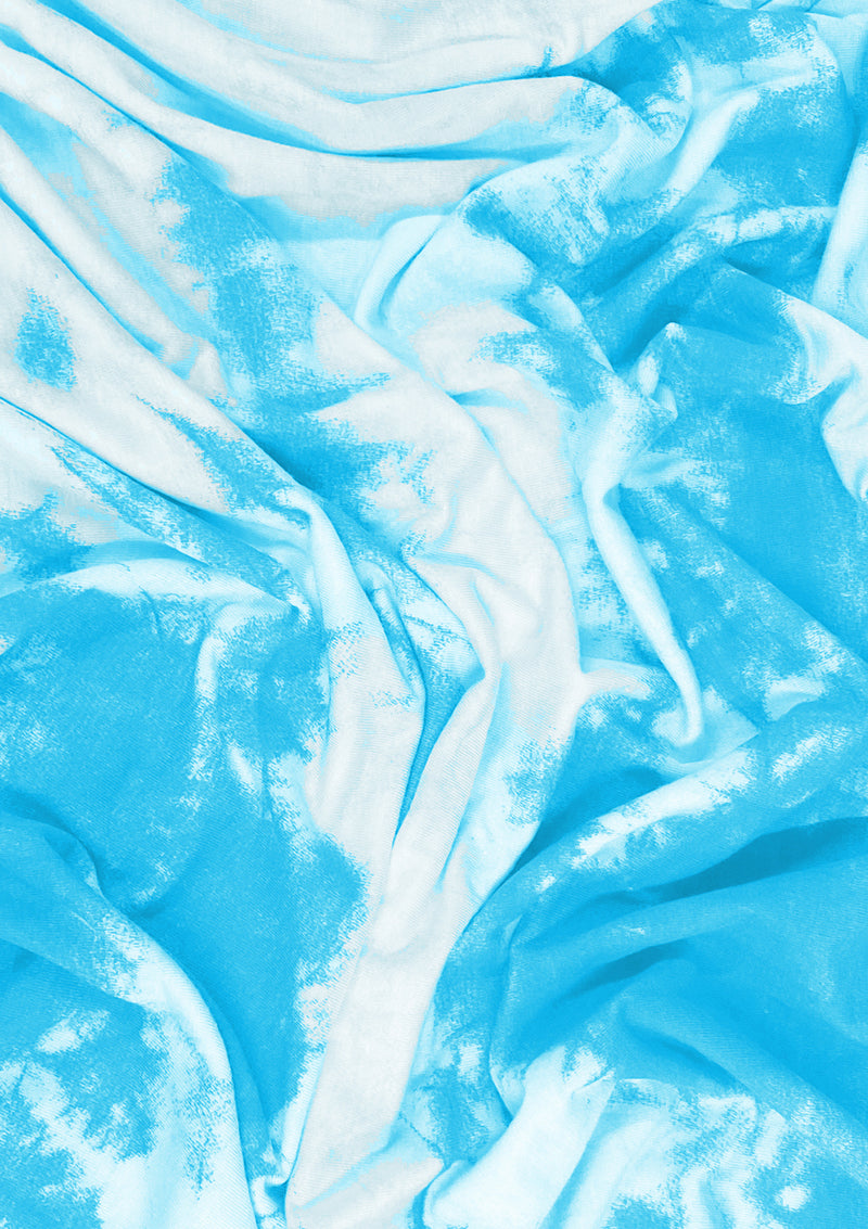 Tie Dye Print Jersey Fabric Viscose Elastane 2-Way Stretch 63" Wide Fashion Dressing - Blue
