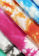 Tie Dye Print Jersey Fabric Viscose Elastane 2-Way Stretch 63"Wide Fashion Dressing - Purple