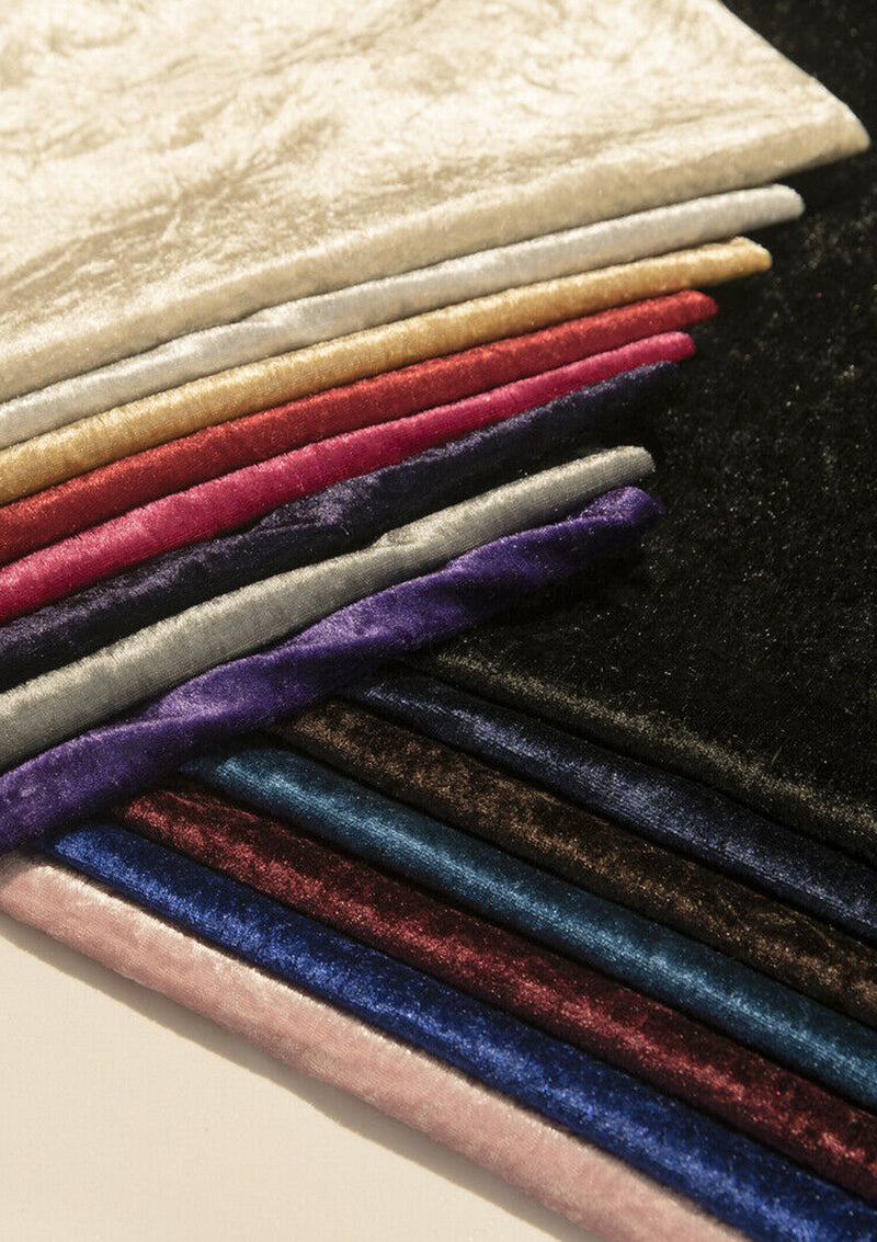 Black Premium Crushed Velvet 1 Way Stretch Fabric Dress Craft Wedding Cushion 60" - 150cm Wide Per Metre