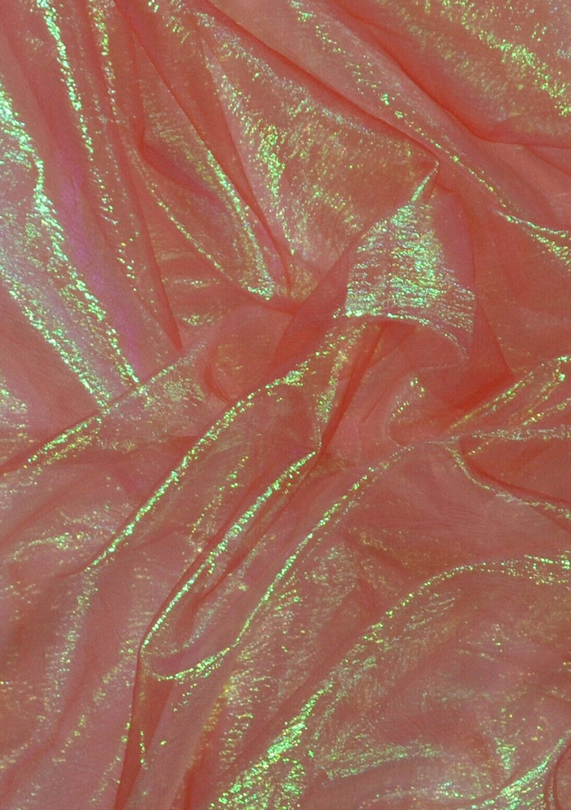 Red 50" Rainbow Organza Pearlised Iridescent Fabric Weddings Dancewear Christmas Decor