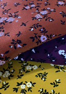 Floral Jersey Fabric Viscose Elastane 2-Way Stretch 61" Lacquer Foil - Rust