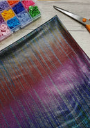 Rainbow Metallic Foil Jersey Fabric Stretch Disco Shiny 56" Dress Dance Costume Fashion