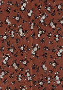 Floral Jersey Fabric Viscose Elastane 2-Way Stretch 61" Lacquer Foil - Rust