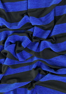 Striped Jersey Fabric Soft Touch Marl Effect 4-Way Stretch 54" Width Dressing - Blue