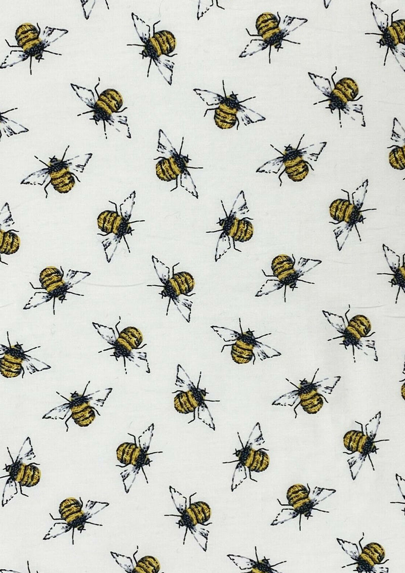 Bumble Bee Cotton Printed Fabric 45" Wide Craft Poplin Quilting Dressing D