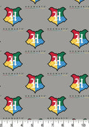 Harry Potter Hogwarts Crest Craft Cotton Fabric 45" 100% Licensed - Grey D