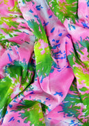 Floral Jersey Fabric Tie Dye Effect Fashion Rib Crepe 2-Way Stretch 54" Width