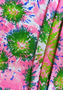 Floral Jersey Fabric Tie Dye Effect Fashion Rib Crepe 2-Way Stretch 54" Width