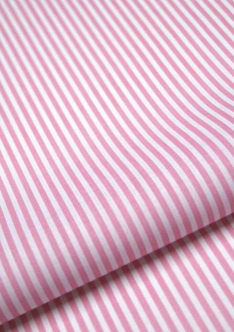 Candy Pink Candy Stripes Polycotton Print Fabric Horizontal 3mm Stripes 45" Crafting D