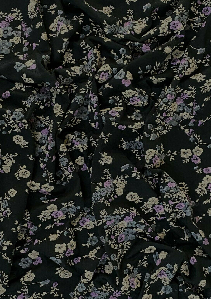 Flower Jersey Fabric Mini Floral Viscose Elastane 2-Way Stretch 61" Dressing