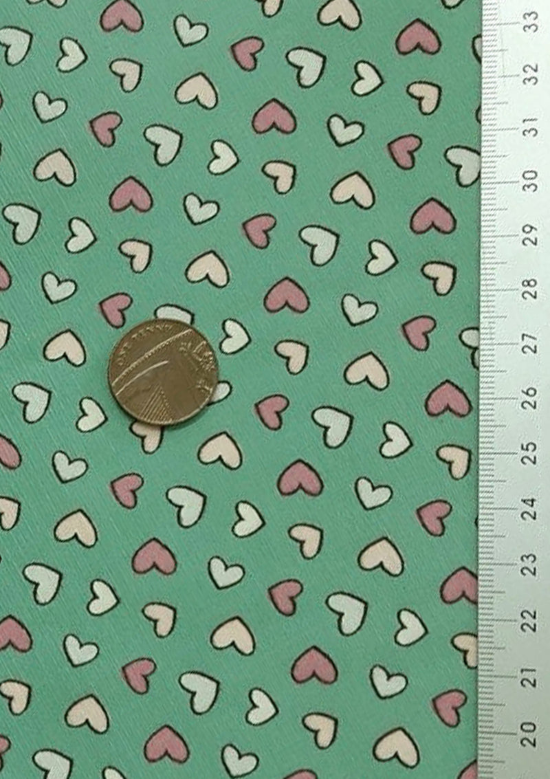 Hearts Cotton Print Fabric 45" Mini Hearts Crafts Uphostery Dress Material D