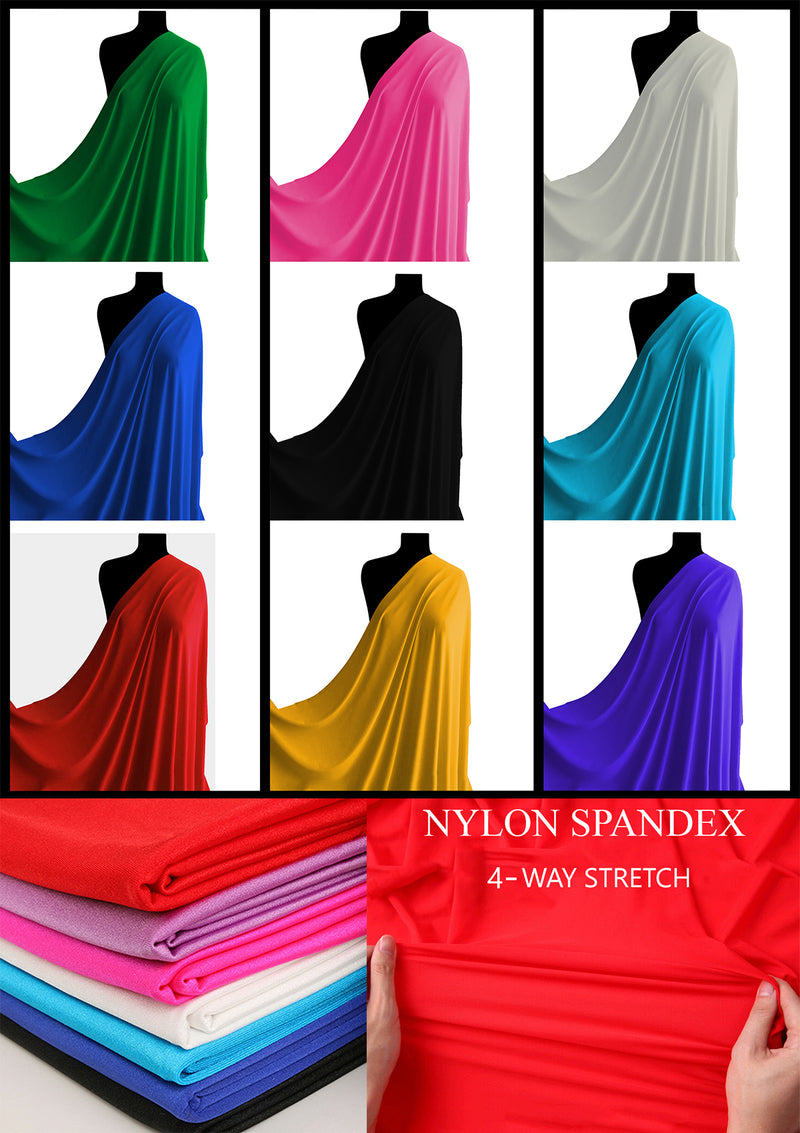 Green 60" Lycra Fabric 4-Way Stretch Nylon Spandex Swimwear, Dancewear, Decor Material