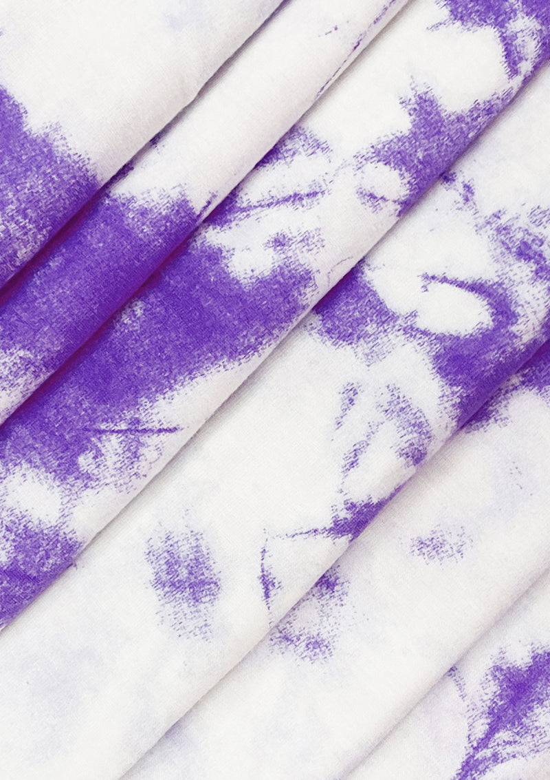 Tie Dye Print Jersey Fabric Viscose Elastane 2-Way Stretch 63"Wide Fashion Dressing - Purple